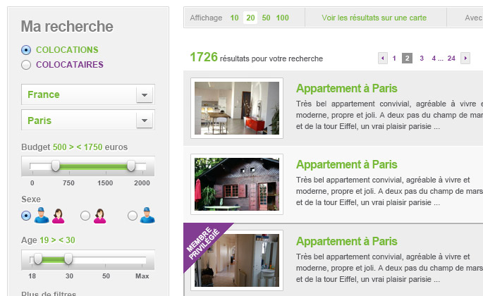 Site d'annonces de colocation