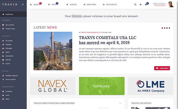 Traxys intranet